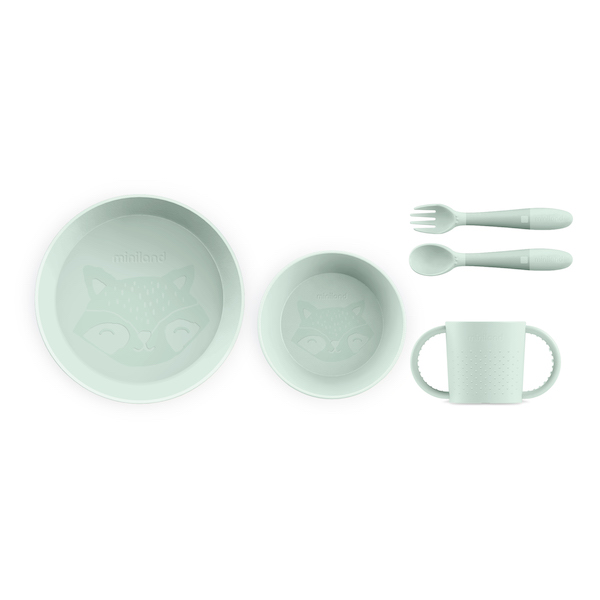 Il set pappa con piatti posate e tazza della collezione Dolce di Miniland